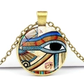 Collier avec pendentif Œil d'Horus en bronze vintage, dôme en verre et chaîne minimaliste - Style Vintage Oeil d'Horus en Bronze (JY00961-3)