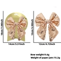 Rose gold sequined Christmas bow ornament showing 18x14cm and 15x12cm size comparison - Rose Gold