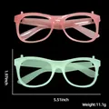 Montura de gafas de fiesta rosa con efecto luz de día y acabado verde neón que brilla - Marco Cuadrado Rosa Claro