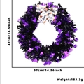 Ghirlanda di Halloween con paillettes viola e nere, fiocco di zucca e pipistrelli, 42cm - Ghirlanda Nastro Nero Viola Pipistrello Viola