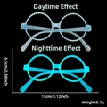 Montura de gafas redondas azules luminosas de Pascua con efecto de brillo día y noche - Marco Redondo Azul Claro