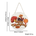 28cm round wooden Thanksgiving door sign with turkey and pumpkin graphics and rope - Mushroom Turkey Pumpkin Style