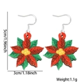 Detailsicht der roten Weihnachtsstern-Ohrringe mit Glitzereffekt und Größenangaben - Weihnachtsohrringe / Weihnachtsblumen-Stil