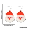 Close-up of glittery red Santa Claus hook earrings with size and weight dimensions - Christmas Earrings / Santa Claus