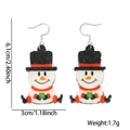 Detailed size view of lightweight snowman earrings with glitter finish and measurements - Christmas Earrings / Snowman