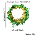 Green and gold clover tinsel garland for St. Patrick's Day yard decor, 7.5m long - Hollow Gold-Green Shamrock Style
