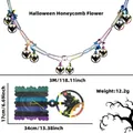 Ghirlanda di Halloween a nido d'ape arcobaleno con pipistrelli neri, lunga 3 metri - Stile Pipistrello