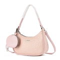 Sac hobo croissant rose tissé avec mini porte-monnaie et bandoulière réglable - Rose
