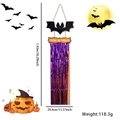 Adorno Halloween Trick or Treat para puerta con murciélago y borlas de oropel de colores - Estilo de Murciélago de Tinsel Naranja y Púrpura