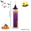 Cartel puerta sombrero de bruja Halloween con madera naranja y borlas de lentejuelas - Estilo de Sombrero de Bruja de Tinsel Naranja y Púrpura