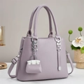 Lilac lychee pattern tote bag for women with mini charm and detachable shoulder strap - Purple