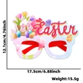 Rosa Osterhasen-Brille mit bunten Eiern und Tulpen-Partybrille für Kinder - Osterei Hase Blumentopf Stil