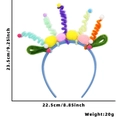 Colorful pipe cleaner headband with pompoms and size details for birthday party decor - Pom Pom Pipe Cleaner Headband