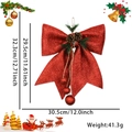 Grande fiocco di Natale rosso glitterato con pigne e aghi per decorazione dell'albero - Fiocco rosso
