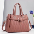 Borsa a mano rosa cipria in ecopelle con manici e tracolla staccabile - Rosa Antico