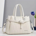 Grand sac cabas blanc avec texture grainée et bandoulière réglable amovible - Blanc Cassé