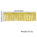 Golden 2m sequin foil fringe banner for party wall decoration with 31cm height detail - Matte Gold Round Bead Style