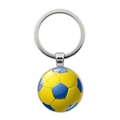 Metal soccer ball keychain featuring a blue and yellow football pattern pendant - Blue & Yellow (JY001335-3)