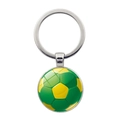 Macro shot of 3D football pattern metal keychain with high-transparency glass dome cover - Lime & Yellow (JY001335-8)