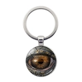 Portachiavi con occhio di drago in vetro cabochon con iride marrone e texture squame - Occhio di Drago Marrone Scuro (JY001574-1) / Argento