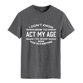 Grijs gemêleerd T-shirt met ronde hals en korte mouwen met witte I DON'T KNOW HOW tekst - S / donkergrijs