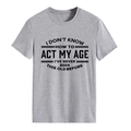 Grijs T-shirt met ronde hals en korte mouwen met zwarte I DON'T KNOW HOW print - S / Lichtgrijs