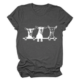 Dark grey crew neck t-shirt featuring three white goats print in a loose casual style - S / Dark Gray (White Font)