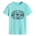Hemelsblauw katoenen T-shirt met zwarte humoristische tekst op witte achtergrond - S / Diep Waterblauw