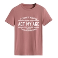 Dames T-shirt met korte mouwen en ronde hals in oudroze met witte tekstopdruk - S / Roségoud