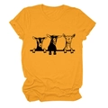 Mustard yellow crew neck t-shirt featuring a minimalist print of three stylish goats - S / Mustard Yellow (Black Text)