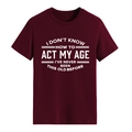 Bordeauxrood T-shirt met korte mouwen, witte tekstprint en klassieke ronde halslijn - S / Bordeauxrood