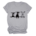 T-shirt grigio chiaro a girocollo con stampa grafica minimalista di tre capre - Grigio Chiaro (Font Nero)