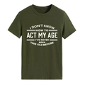 Olijfgroen katoenen T-shirt met witte I DON'T KNOW HOW slogan in vlakke weergave - S / Legergroen