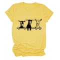 T-shirt gialla a maniche corte girocollo con stampe divertenti di capre nere e bianche - Giallo (Font Nero)