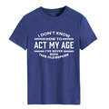 Donkerblauw T-shirt met ronde hals en de humoristische tekst 'I DON'T KNOW HOW' - S / Vintage Blauw