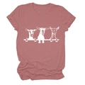 T-shirt girocollo rosa antico con stampa grafica di capre bianche in morbido cotone - Oro Rosa (Font Bianco)