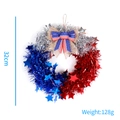 Dettaglio ghirlanda di tinsel rosso argento blu con fiocco patriottico e stelle decor - Ghirlanda di Fiocco Giorno Indipendenza (Grande)