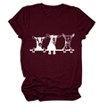T-shirt bordeaux girocollo con tre stampe di capre bianche in stile casual moderno - Rosso Vino (Font Bianco)