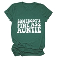 T-shirt chiné vert foncé avec impression graphique blanche Somebody's Fine Ass Auntie - Vert Rétro (Police Blanche)