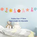 Prinzessin und Blumen Geburtstagskette für Kinderzimmer Deko mit 3m verstellbarem Band - Prinzessin und Blumen Thema Banner (WQLY-LQ07) / 9 Stück/Packung (17x20cm Einzeln)
