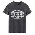 Donkergrijs katoenen T-shirt met ronde hals en witte tekstprint I Don't Know How - S / Zwartgrijs Gemêleerd