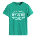 Grasgroen katoenen T-shirt met ronde hals en grappige tekst I Don't Know How To Act - S / Donkergroen