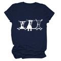 T-shirt blu scuro a maniche corte con stampa sagoma di capra bianca e scollo rotondo - Blu Navy (Font Bianco)