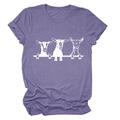 T-shirt viola mélange con girocollo e stampa grafica di tre capre in stile casual - Viola (Font Bianco)