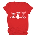 T-shirt rossa da donna a girocollo con simpatica stampa grafica di tre capre bianche - Rosso (Carattere Bianco)