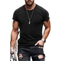 Slim fit men's black short sleeve t-shirt in premium cotton knit with crew neck - Black