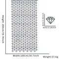 Detail view of 2m silver laser diamond fringe curtain with height and width dimensions - 1m*2m Laser Diamond Curtain