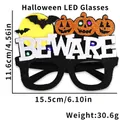 LED Halloween party glasses with Beware text, yellow moon, black bat, and orange pumpkins - Halloween Glasses Set / Glow Moon Bat Pumpkin