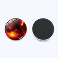 Detailed front and back views of galaxy nebula glass fridge magnets with black magnetic backing - Magma Red Nebula Style (JY001892-6)