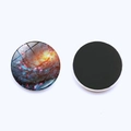 Front and back view of a 30mm galaxy glass fridge magnet with detailed nebula pattern - Bright Starry Sky Style 2 (JY001902-2)
